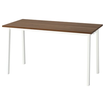 MITTZON Mesa de reuniones, chapa nogal/blanco, 140x68x75 cm