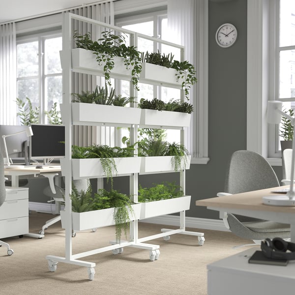 MITTZON Separador ambientes con recipientes, blanco, 85x205 cm