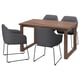 MÖRBYLÅNGA / TOSSBERG Juego de comedor con 4 sillas, chapa roble café acacia/metal gris oscuro, 140x85 cm