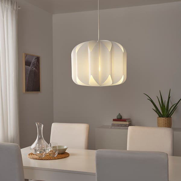 MOJNA Pantalla para lámpara de techo, textil/blanco, 47 cm