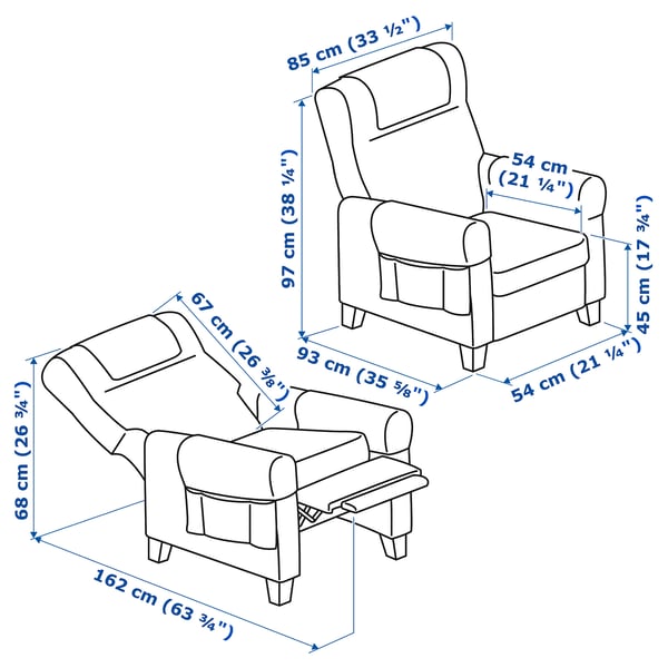 MUREN Sillón reclinable, Remmarn Gris oscuro