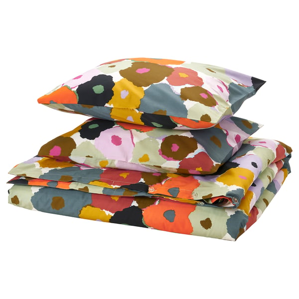 MURREVA Funda plumón con 2 fundas almohada, multicolor/flores, 240x220/50x60 cm