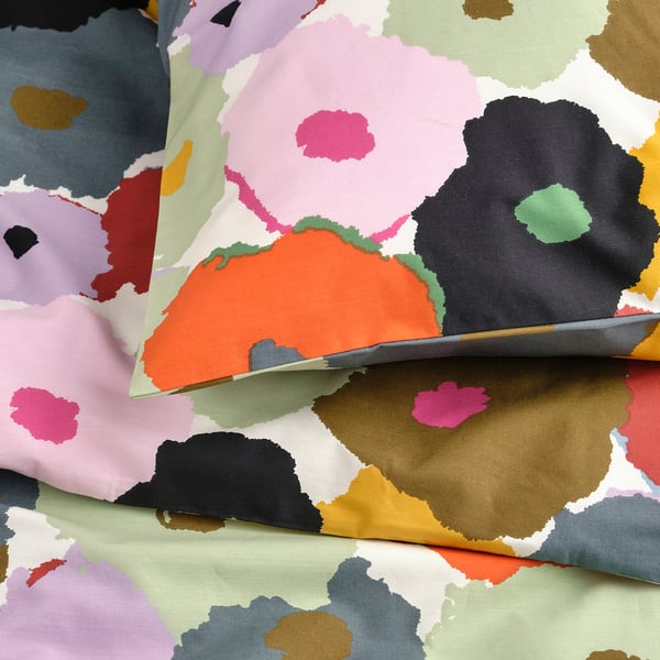 MURREVA Funda plumón con 2 fundas almohada, multicolor/flores, 240x220/50x60 cm