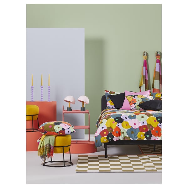 MURREVA Funda plumón con 2 fundas almohada, multicolor/flores, 240x220/50x60 cm