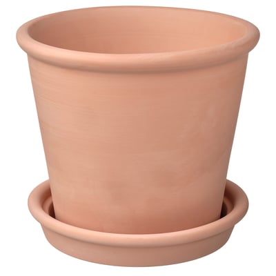 MUSKOTBLOMMA Macetero con plato, interior/exterior terracota, 19 cm