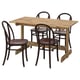 NACKANÄS / SKOGSBO Juego de comedor con 4 sillas, acacia/café oscuro, 140 cm