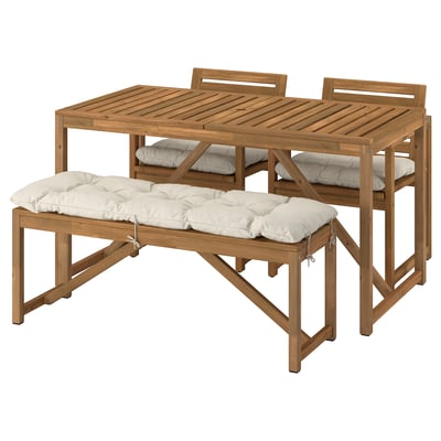 NÄMMARÖ Mesa+2sill+bco ext, café/Kuddarna beige, 140x75 cm