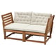 NÄMMARÖ Sofá 2 cuerpos de terraza, apoyabrazos café/Kuddarna beige, 147 cm