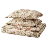 NÄSSELKLOCKA Funda plumón con 2 fundas almohada, beige/multicolor, 240x220/50x60 cm