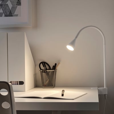 NÄVLINGE Foco mural con pinza LED, blanco