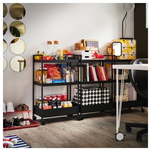 NISSAFORS Carro, negro, 50.5x30x83 cm