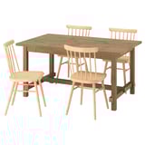 NORDVIKEN / HÖGVED Juego de comedor con 4 sillas, tinte envejecido/chapa abedul, 152/223 cm