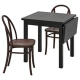 NORDVIKEN / SKOGSBO Juego de comedor 2 sillas, negro/café oscuro, 74/104 cm