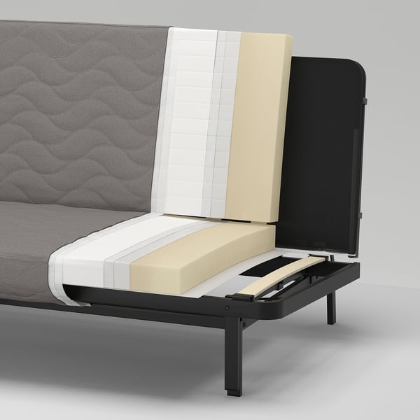 NYHAMN Sofá cama 3 cuerpos, con colchón de espuma Naggen/Gris oscuro