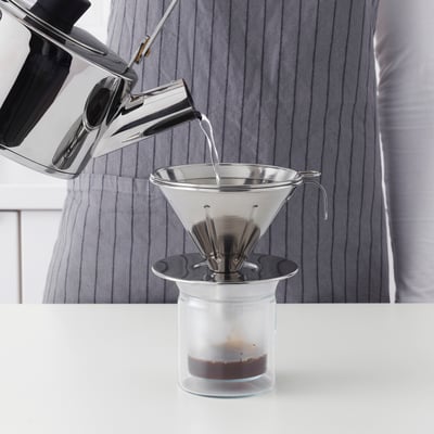 ÖVERST Filtro de metal para café, 3 piezas, acero inoxidable