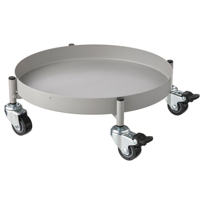 OLIVBLAD Portamacetero con ruedas, interior/exterior gris claro, 32 cm