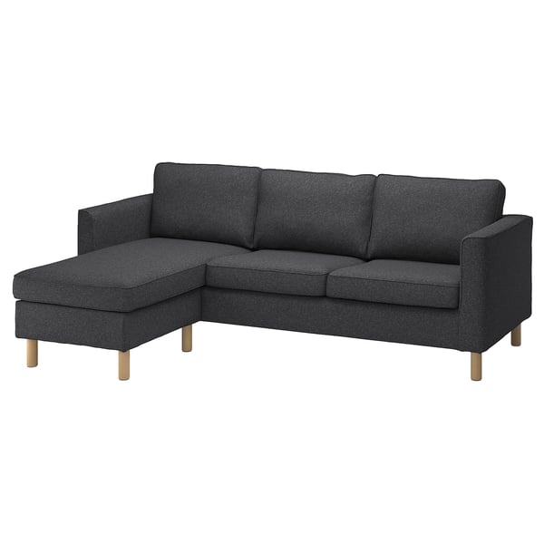 PÄRUP Funda sofá 3 cuerpos, +chaiselongue/Gunnared Gris oscuro