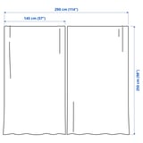 PALPLJUNGMAL Velo, 1 par, blanco blanco/a cuadros con cinta de fruncir, 145x250 cm