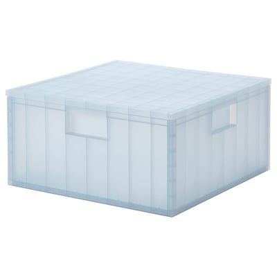 PANSARTAX Caja con tapa, transparente turquesa claro, 33x33x16.5 cm