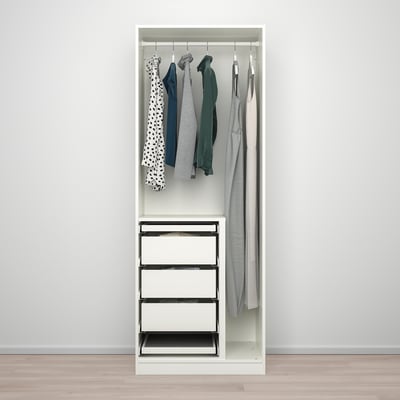 PAX / FORSAND/ÅHEIM Combinación clóset, blanco/espejo, 75x60x201 cm