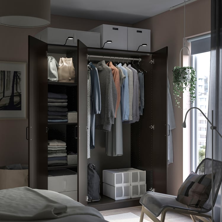 PAX / FORSAND combinación clóset, gris osc/gris osc, 150x60x201 cm