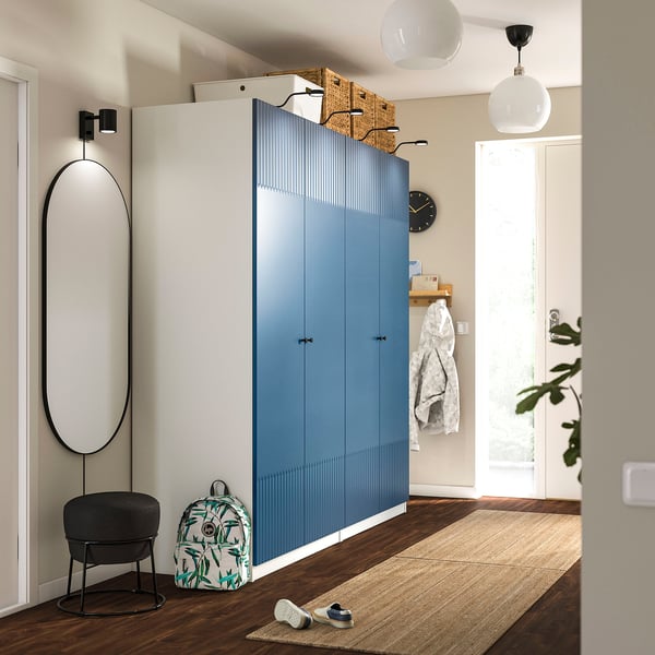 PAX / FYRUDDEN Combinación clóset, blanco/azul, 200x60x201 cm