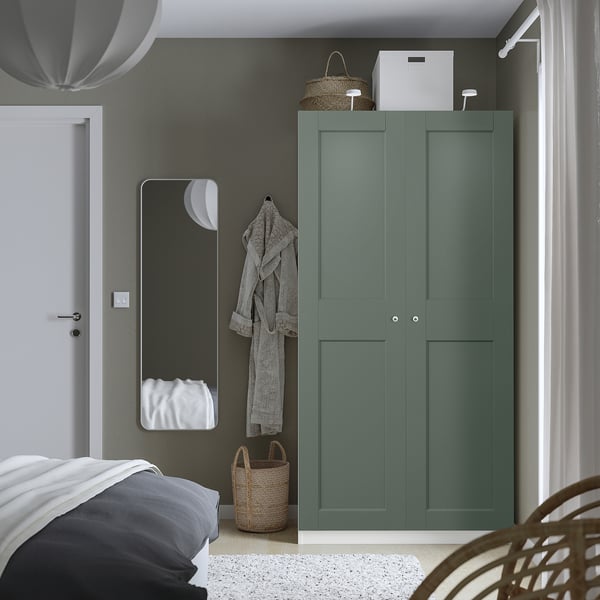 PAX / GRIMO Combinación clóset, blanco/menta grisáceo, 100x60x201 cm