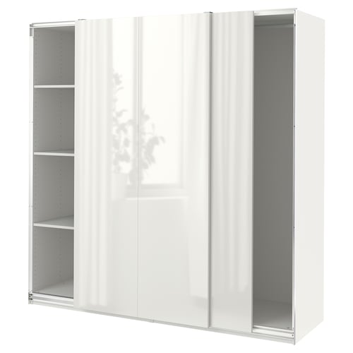 PAX / HASVIK Clóset, blanco/alto brillo/blanco, 200x66x201 cm