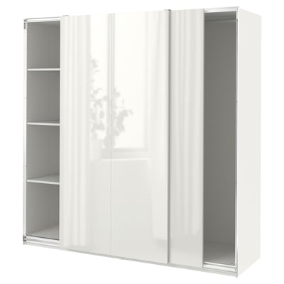 PAX / HASVIK Clóset, blanco/alto brillo/blanco, 200x66x201 cm