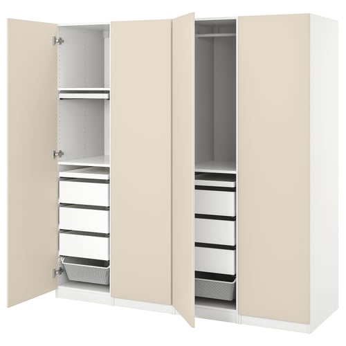 PAX / REINSVOLL Combinación clóset, blanco/taupe, 200x60x201 cm