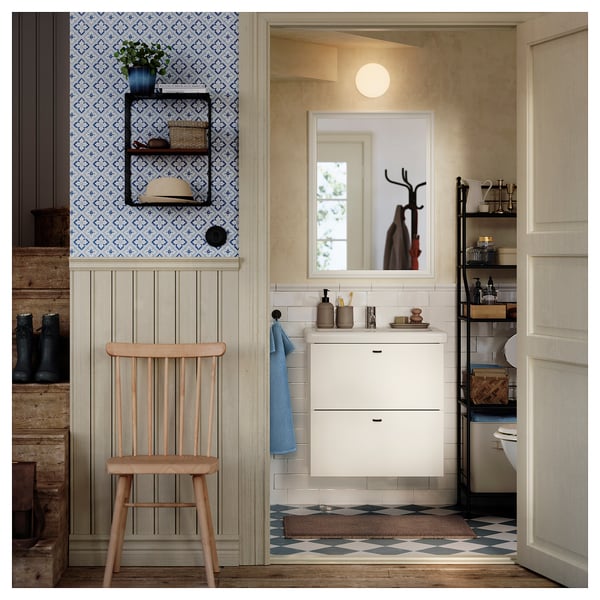 PINGSTSYREN Espejo, blanco, 60x80 cm