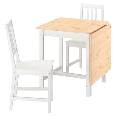 PINNTORP Juego de comedor 2 sillas, café blanco/blanco pino, 67/124 cm