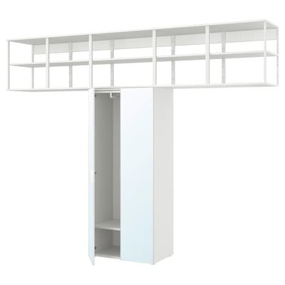PLATSA Clóset con 2 puertas, blanco/STRAUMEN espejo, 320x42x241 cm