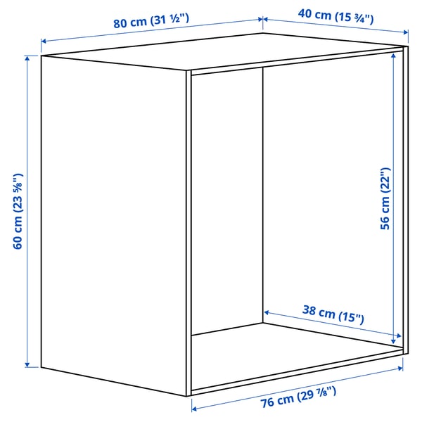 PLATSA Estructura, blanco, 80x40x60 cm