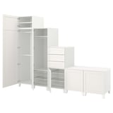 PLATSA Mueble 6 puertas 3 cajones, blanco/Sannidal blanco, 300x57x231 cm