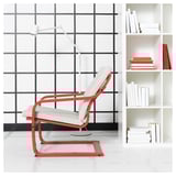 POÄNG Sillón con respaldo bajo, rojo/Katorp natural/beige