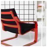 POÄNG Sillón con respaldo bajo, rojo/Vissle negro