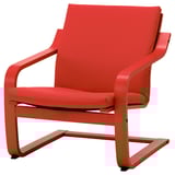 POÄNG Sillón con respaldo bajo, rojo/Vissle rojo