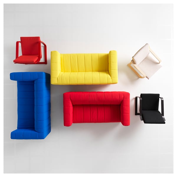 POÄNG Sillón con respaldo bajo, rojo/Vissle rojo