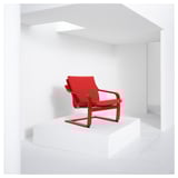 POÄNG Sillón con respaldo bajo, rojo/Vissle rojo