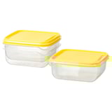 PRUTA Contenedor de alimentos, transparente/amarillo, 0.6 l