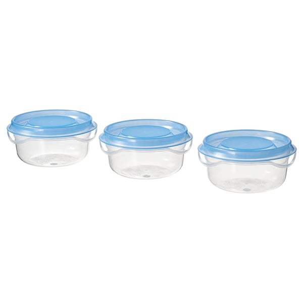 PRUTA Contenedor de alimentos, transparente/azul, 70 ml