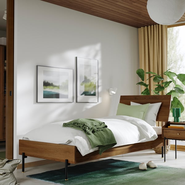 RÅDMANSÖ Muebles de dormitorio juego de 2, café efecto nogal, 90x200 cm