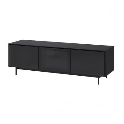 RANNÄS Rack de TV, negro/negro vidrio, 178x42 cm