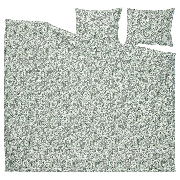 RODGERSIA Funda plumón con 2 fundas almohada, verde/blanco, 240x220/50x60 cm