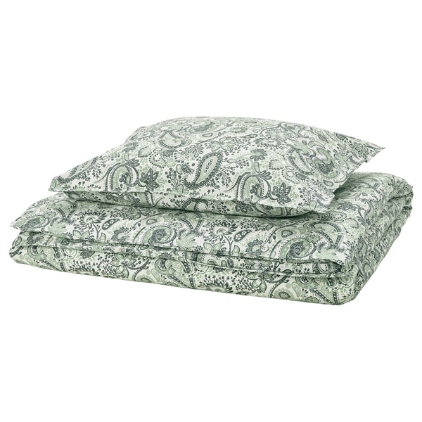 RODGERSIA Funda plumón con funda almohada, verde/blanco, 150x200/50x60 cm