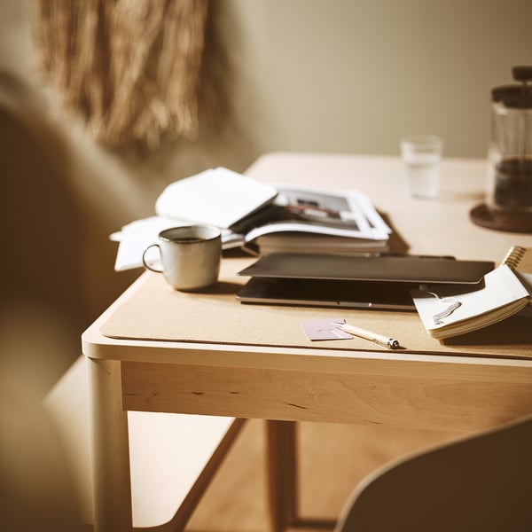 RÖNNINGE Mesa extensible, abedul, 118/173x78 cm