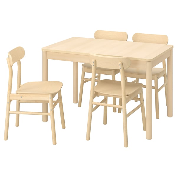RÖNNINGE / RÖNNINGE Juego de comedor con 4 sillas, abedul/abedul, 118/173 cm