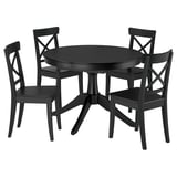 ROSENTORP / ROSENTORP Juego de comedor con 4 sillas, negro/negro, 110/155 cm