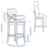 ROSENTORP Silla bar, altura de la encimera/blanco, 63 cm